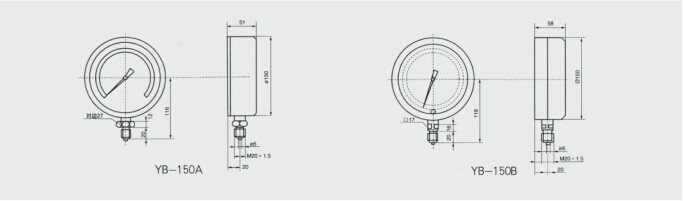 精密压力表外形尺寸